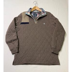Southern Marsh Pullover 1/4 Zip diamond pattern suede patch Sweater Mens size M